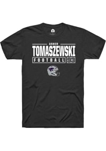 Asher Tomaszewski  K-State Wildcats Black Rally NIL Stacked Box Short Sleeve T Shirt