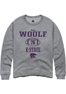 Brock Woolf Rally Mens Graphite K-State Wildcats NIL Sport Icon Crew Sweatshirt