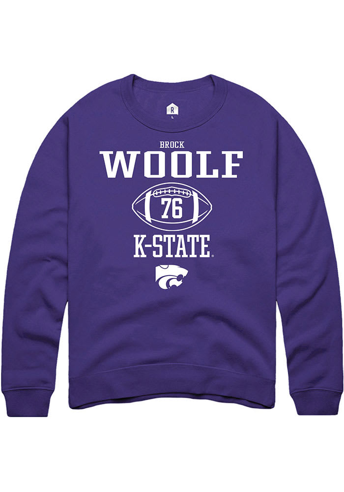 Brock Woolf Rally K-State Wildcats Mens Purple NIL Sport Icon Long Sleeve Crew Sweatshirt