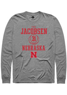 Cale Jacobsen Rally Mens Graphite Nebraska Cornhuskers NIL Sport Icon Tee