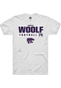 Brock Woolf White K-State Wildcats NIL Stacked Box Short Sleeve T Shirt