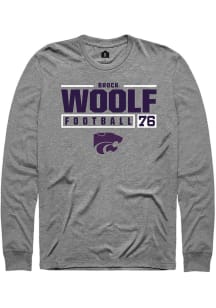 Brock Woolf Rally Mens Graphite K-State Wildcats NIL Stacked Box Tee