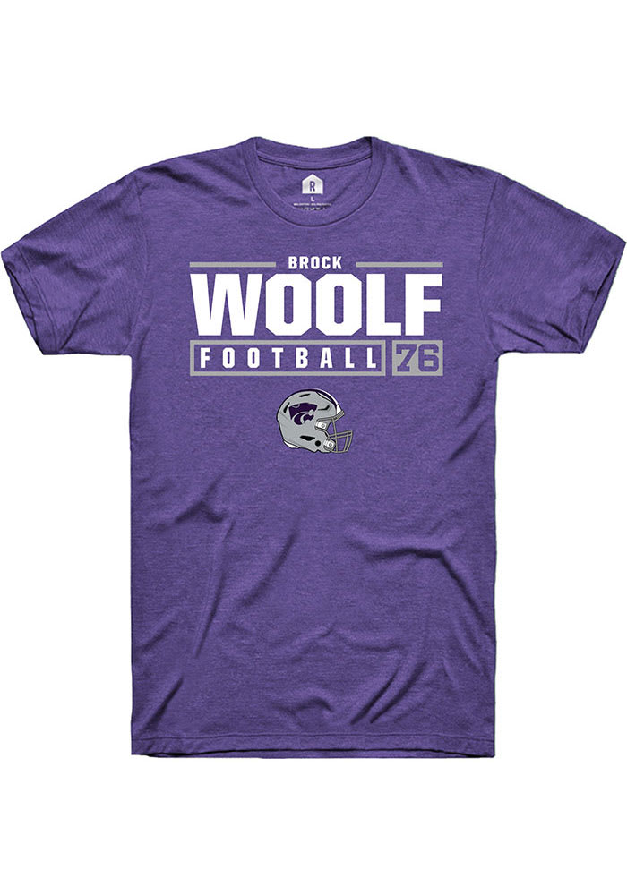 Brock Woolf K-State Wildcats Purple Rally NIL Stacked Box Short Sleeve T Shirt