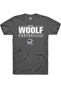 Brock Woolf Dark Grey K-State Wildcats NIL Stacked Box Short Sleeve T Shirt