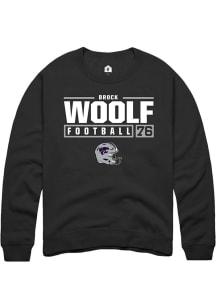 Brock Woolf Rally Mens Black K-State Wildcats NIL Stacked Box Crew Sweatshirt