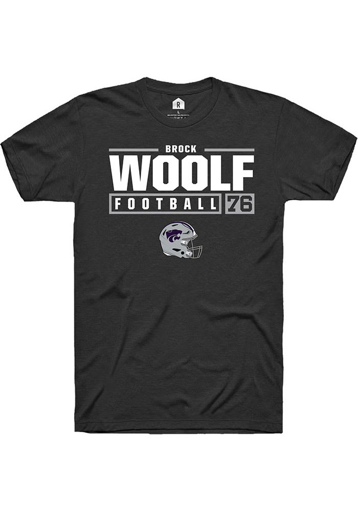 Brock Woolf K-State Wildcats Black Rally NIL Stacked Box Short Sleeve T Shirt