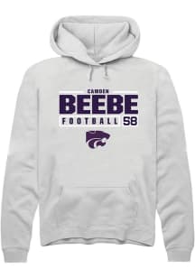 Camden Beebe Rally Mens White K-State Wildcats NIL Stacked Box Hooded Sweatshirt