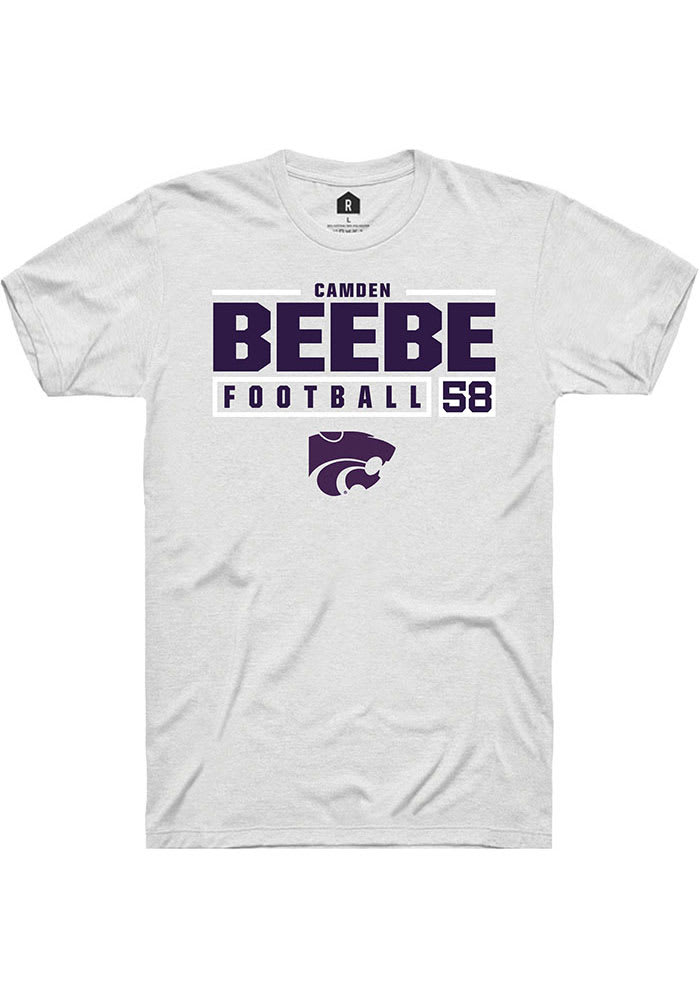 Camden Beebe K-State Wildcats White Rally NIL Stacked Box Short Sleeve T Shirt