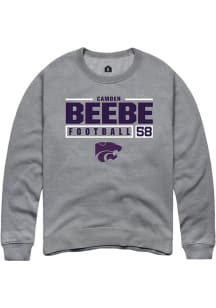 Camden Beebe Rally Mens Graphite K-State Wildcats NIL Stacked Box Crew Sweatshirt