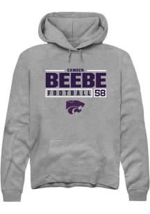 Camden Beebe Rally Mens Graphite K-State Wildcats NIL Stacked Box Hooded Sweatshirt