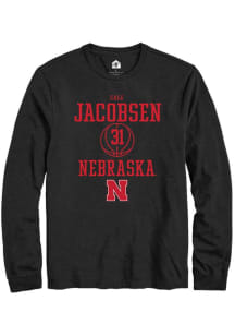Cale Jacobsen Rally Mens Black Nebraska Cornhuskers NIL Sport Icon Tee