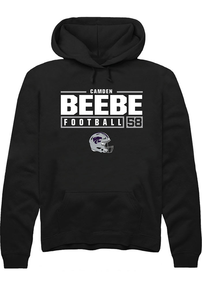 Camden Beebe Rally K-State Wildcats Mens Black NIL Stacked Box Long Sleeve Hoodie