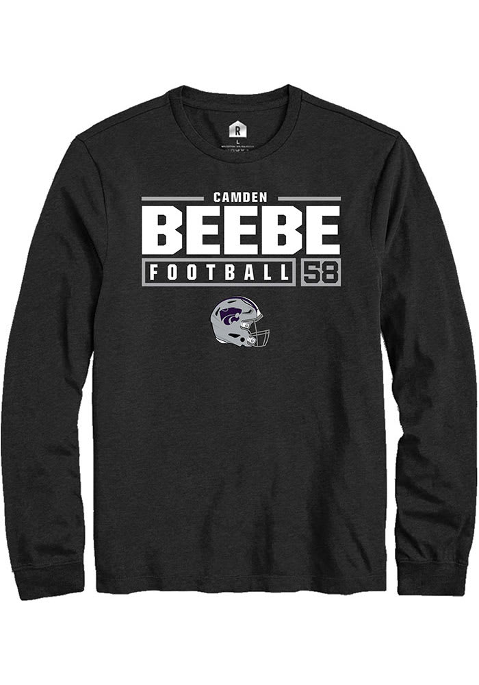 Camden Beebe K-State Wildcats Black Rally NIL Stacked Box Long Sleeve T Shirt