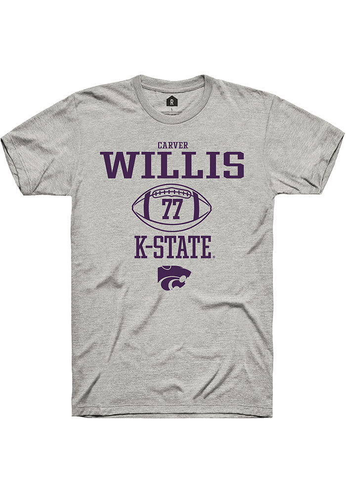 Carver Willis K-State Wildcats Grey Rally NIL Sport Icon Short Sleeve T Shirt