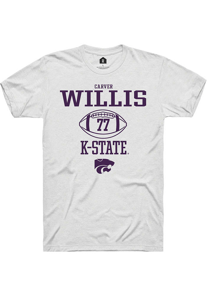Carver Willis K-State Wildcats White Rally NIL Sport Icon Short Sleeve T Shirt