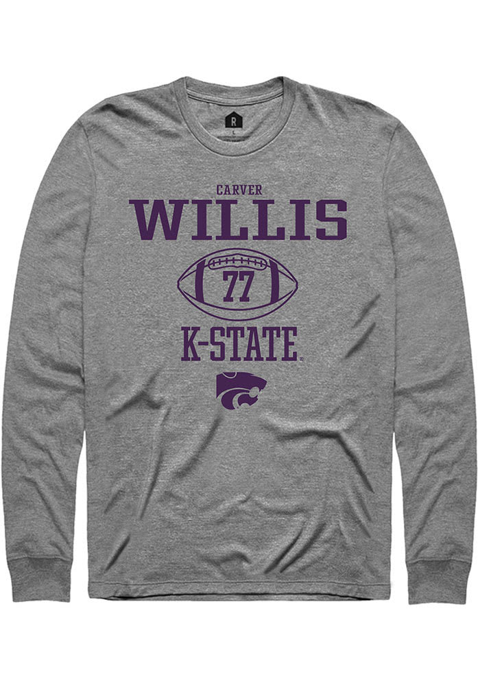 Carver Willis K-State Wildcats Grey Rally NIL Sport Icon Long Sleeve T Shirt