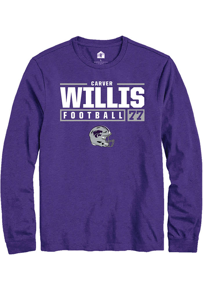 Carver Willis K-State Wildcats Purple Rally NIL Stacked Box Long Sleeve T Shirt