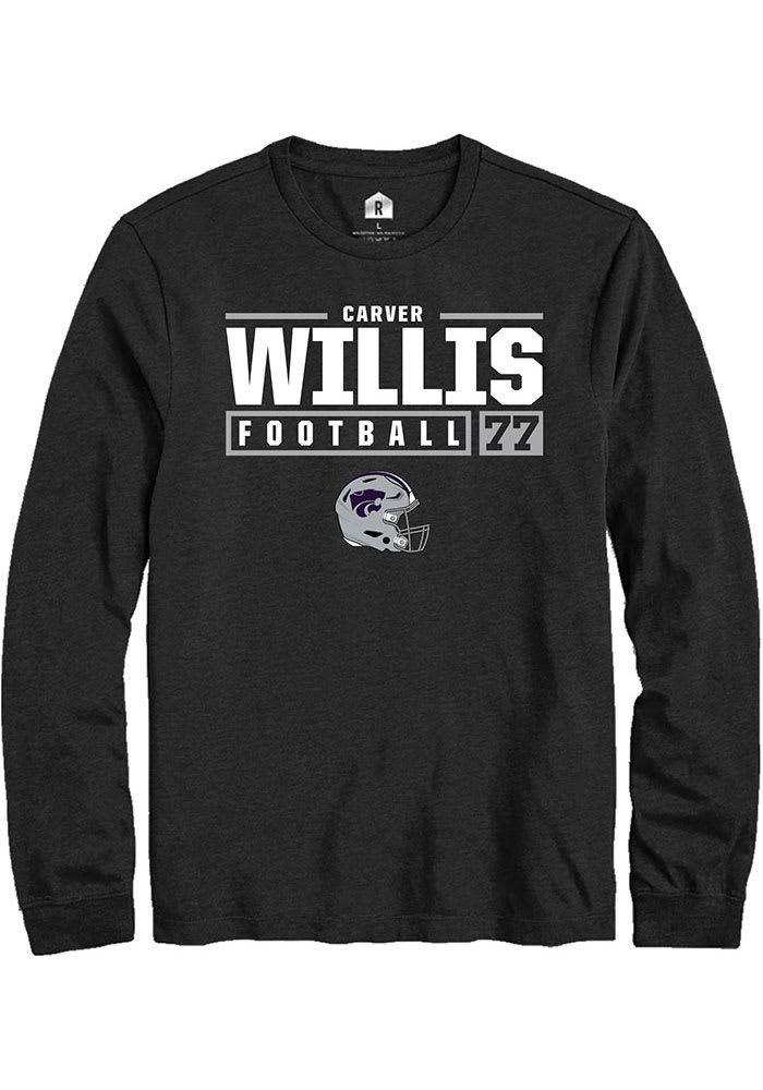 Carver Willis K-State Wildcats Black Rally NIL Stacked Box Long Sleeve T Shirt