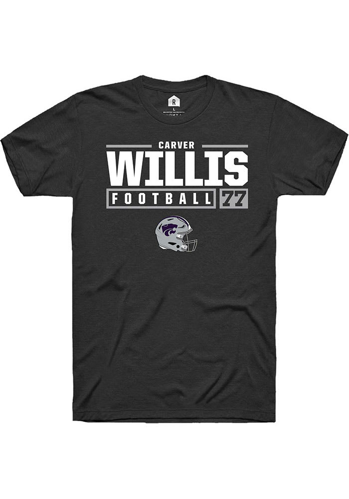 Carver Willis K-State Wildcats Black Rally NIL Stacked Box Short Sleeve T Shirt