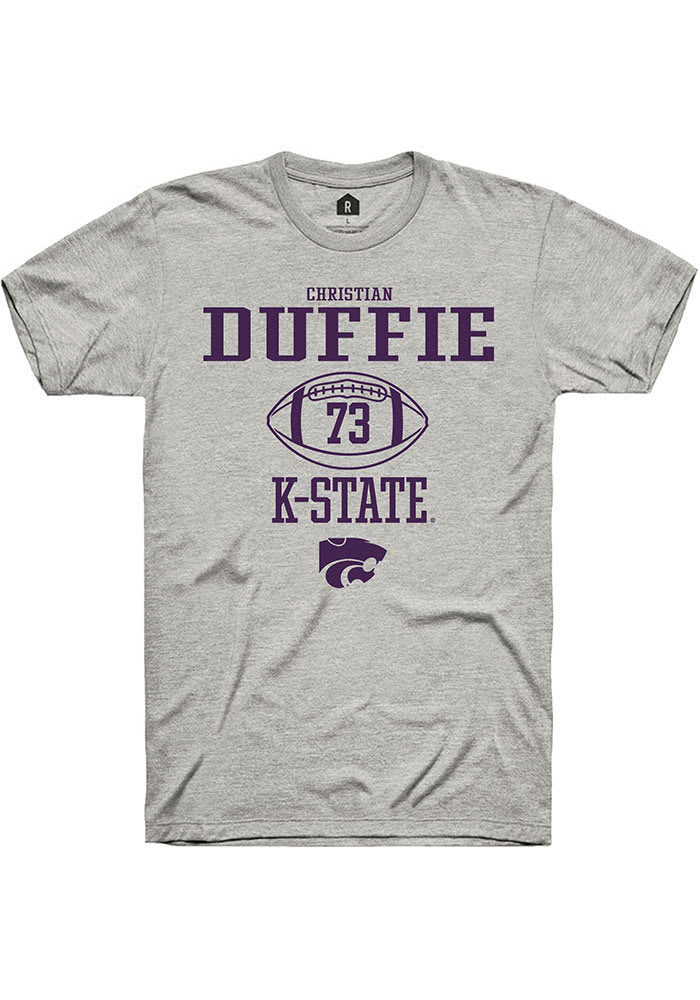 Christian Duffie K-State Wildcats Grey Rally NIL Sport Icon Short Sleeve T Shirt