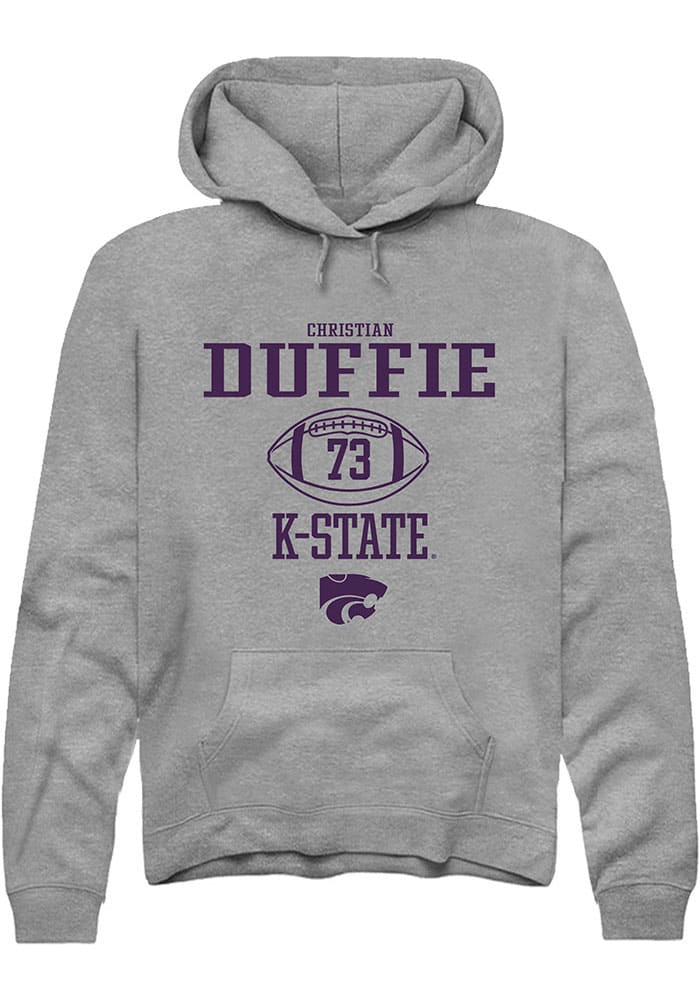 Christian Duffie Rally K-State Wildcats Mens Grey NIL Sport Icon Long Sleeve Hoodie