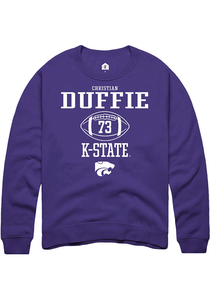 Christian Duffie Rally K-State Wildcats Mens Purple NIL Sport Icon Long Sleeve Crew Sweatshirt