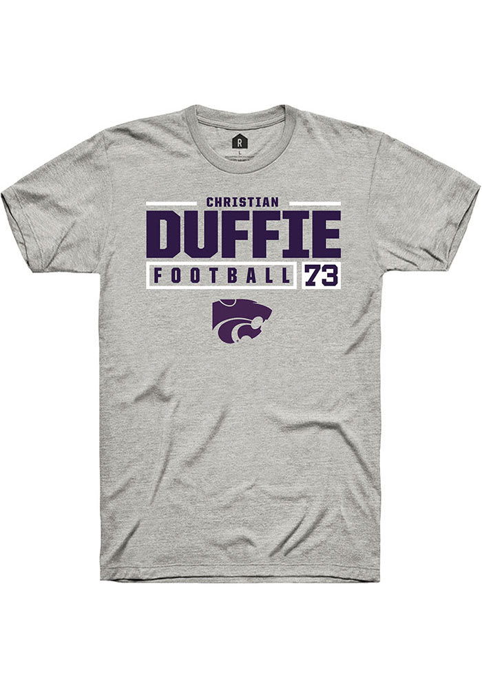 Christian Duffie K-State Wildcats Grey Rally NIL Stacked Box Short Sleeve T Shirt
