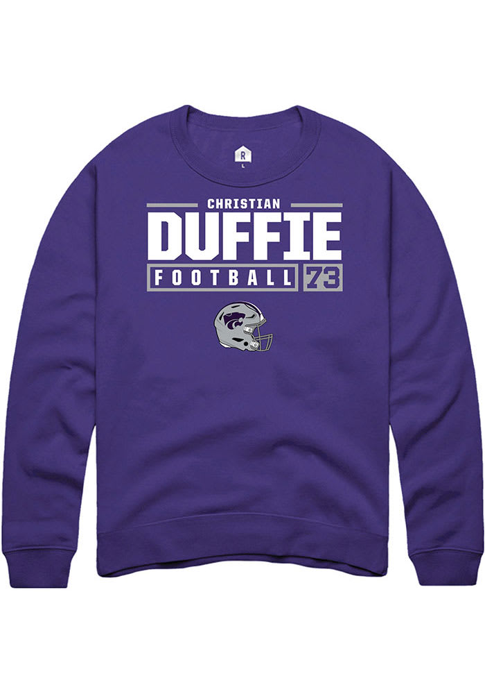Christian Duffie Rally K-State Wildcats Mens Purple NIL Stacked Box Long Sleeve Crew Sweatshirt