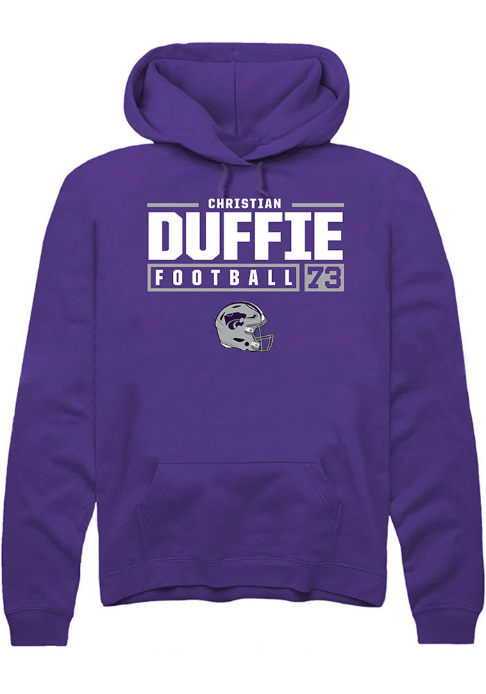 Christian Duffie Rally K-State Wildcats Mens Purple NIL Stacked Box Long Sleeve Hoodie