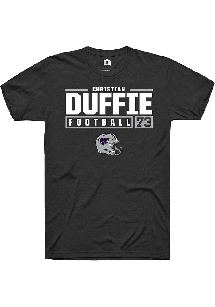 Christian Duffie K-State Wildcats Black Rally NIL Stacked Box Short Sleeve T Shirt
