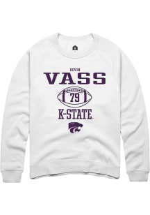 Devin Vass Rally Mens White K-State Wildcats NIL Sport Icon Crew Sweatshirt