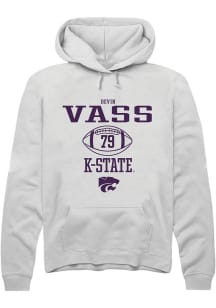 Devin Vass Rally Mens White K-State Wildcats NIL Sport Icon Hooded Sweatshirt