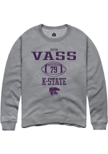 Devin Vass Rally Mens Graphite K-State Wildcats NIL Sport Icon Crew Sweatshirt