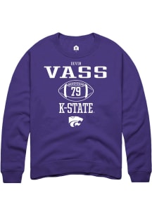 Devin Vass Rally Mens Purple K-State Wildcats NIL Sport Icon Crew Sweatshirt