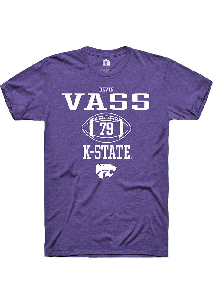 Devin Vass K-State Wildcats Purple Rally NIL Sport Icon Short Sleeve T Shirt