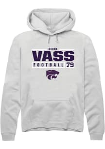 Devin Vass Rally Mens White K-State Wildcats NIL Stacked Box Hooded Sweatshirt