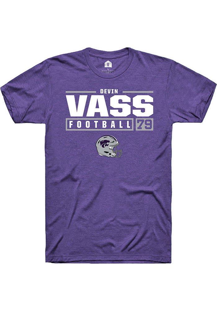 Devin Vass K-State Wildcats Purple Rally NIL Stacked Box Short Sleeve T Shirt
