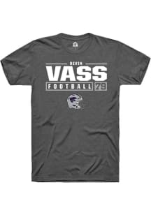 Devin Vass Dark Grey K-State Wildcats NIL Stacked Box Short Sleeve T Shirt