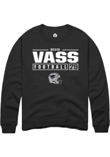 Devin Vass Rally Mens Black K-State Wildcats NIL Stacked Box Crew Sweatshirt