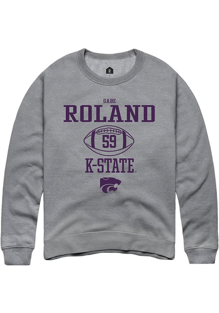 Gabriel Roland Rally K-State Wildcats Mens Grey NIL Sport Icon Long Sleeve Crew Sweatshirt