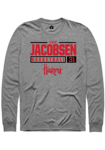 Cale Jacobsen Rally Mens Graphite Nebraska Cornhuskers NIL Stacked Box Tee