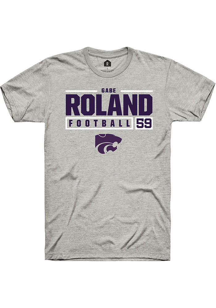 Gabriel Roland K-State Wildcats Grey Rally NIL Stacked Box Short Sleeve T Shirt