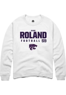 Gabriel Roland Rally Mens White K-State Wildcats NIL Stacked Box Crew Sweatshirt