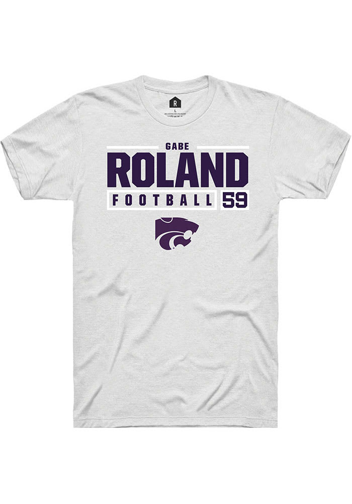 Gabriel Roland K-State Wildcats White Rally NIL Stacked Box Short Sleeve T Shirt