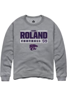 Gabriel Roland Rally Mens Graphite K-State Wildcats NIL Stacked Box Crew Sweatshirt