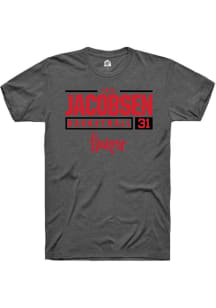 Cale Jacobsen Dark Grey Nebraska Cornhuskers NIL Stacked Box Short Sleeve T Shirt
