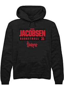 Cale Jacobsen  Rally Nebraska Cornhuskers Mens Black NIL Stacked Box Long Sleeve Hoodie