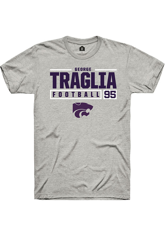 George Traglia K-State Wildcats Grey Rally NIL Stacked Box Short Sleeve T Shirt