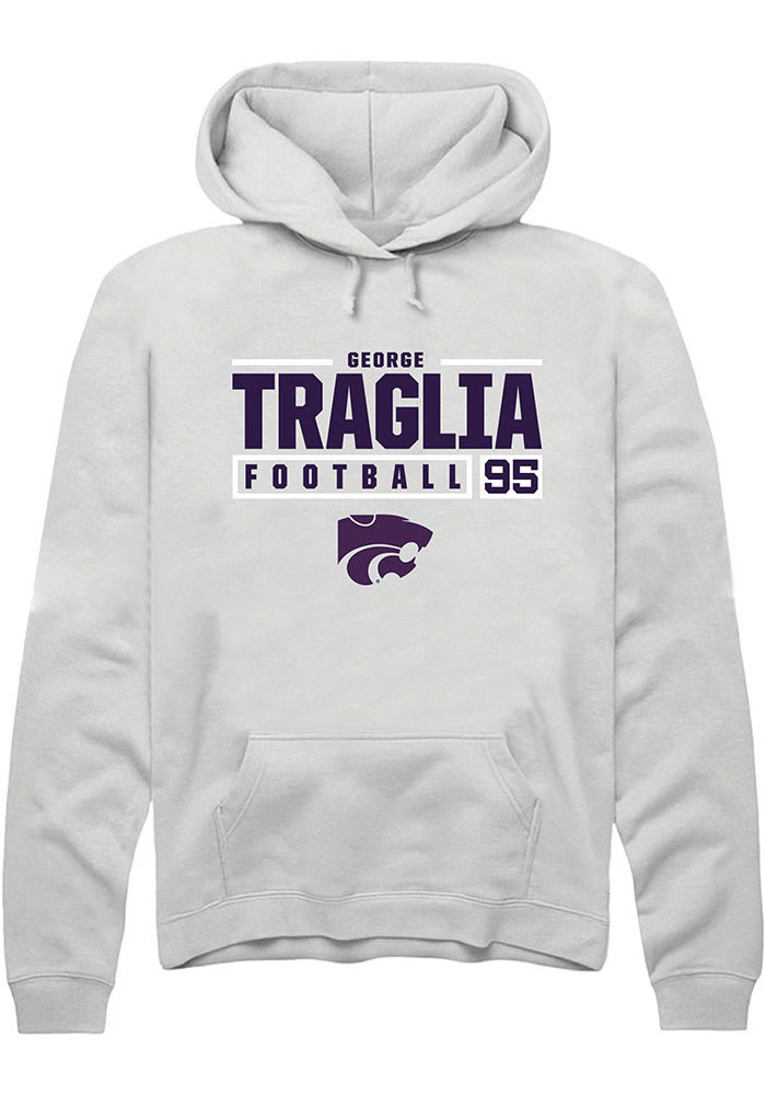 George Traglia Rally K-State Wildcats Mens White NIL Stacked Box Long Sleeve Hoodie