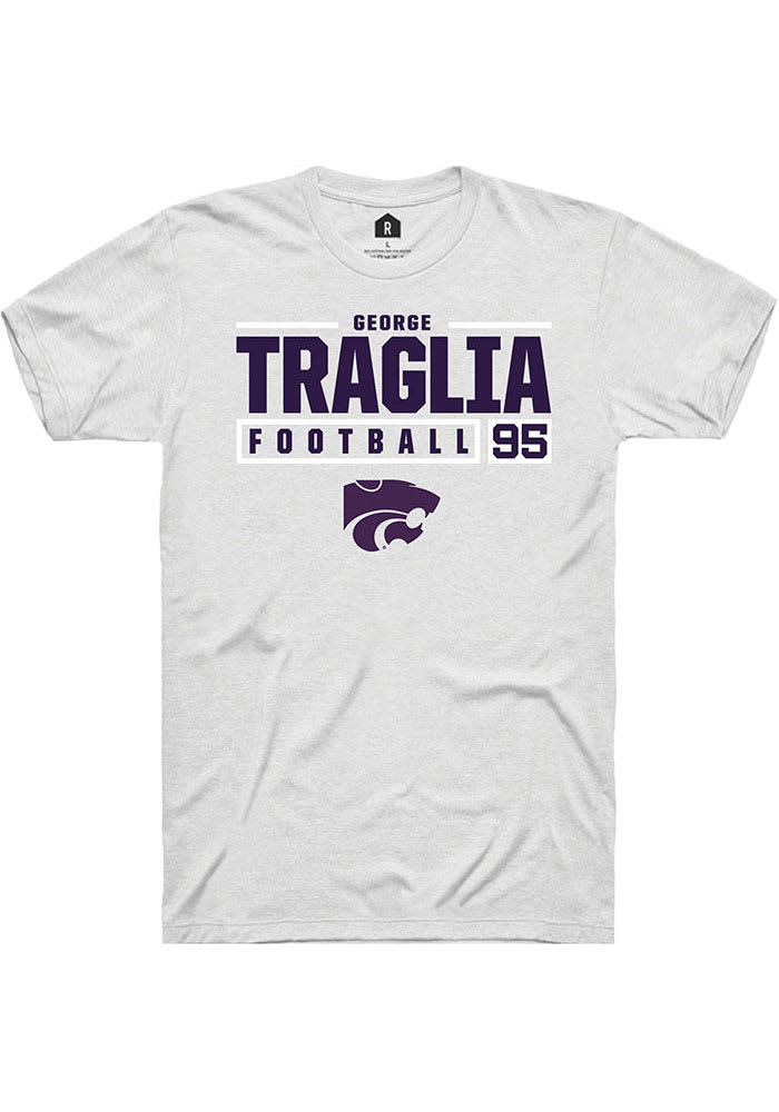 George Traglia K-State Wildcats White Rally NIL Stacked Box Short Sleeve T Shirt